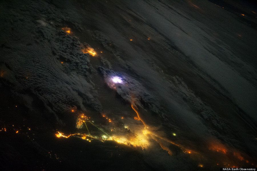Un rayo desde visto desde el espacio