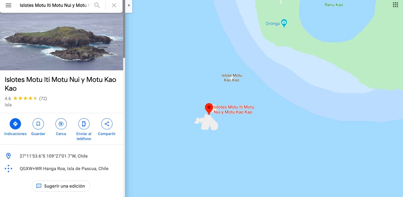 Dónde está la isla Moto Nui 
