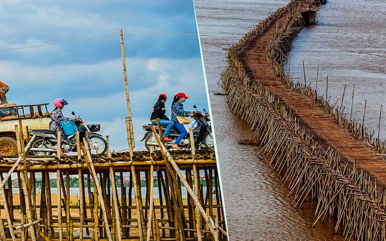 Puente de bambú camboya